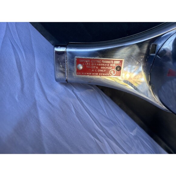 1950S SUPERIOR ELECTRIC PRODUCTS CHROME HAIR DRYER #823 W/STAND TESTED &WORKS - Picture 2 of 5